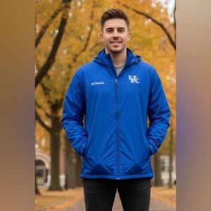 NWOT! COLUMBIA University of Kentucky Blue Windbreaker Rain Jacket